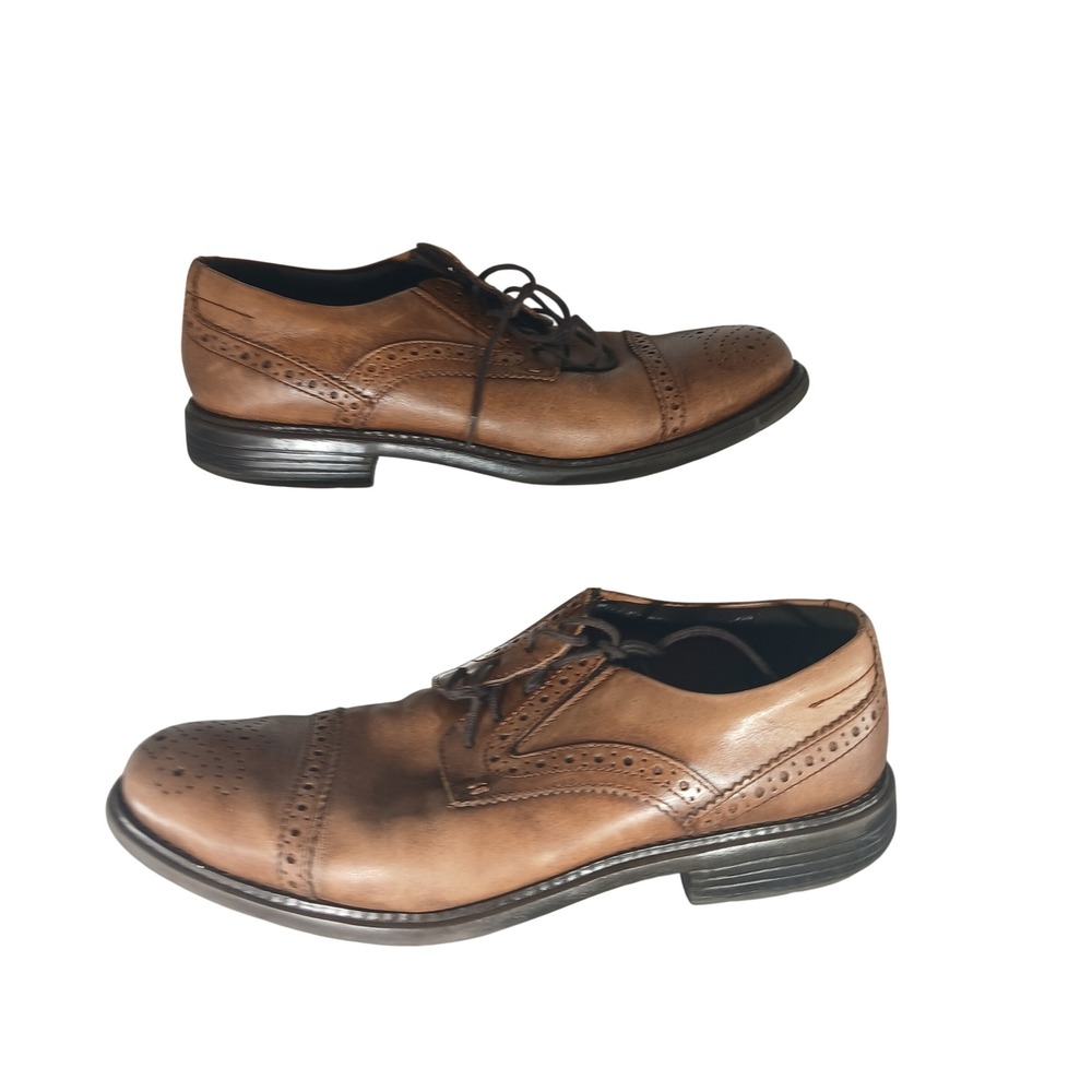 Rockport Total Motion Cap Toe Oxford Shoes 8W Tan Leather Brogue CG7227 Mens